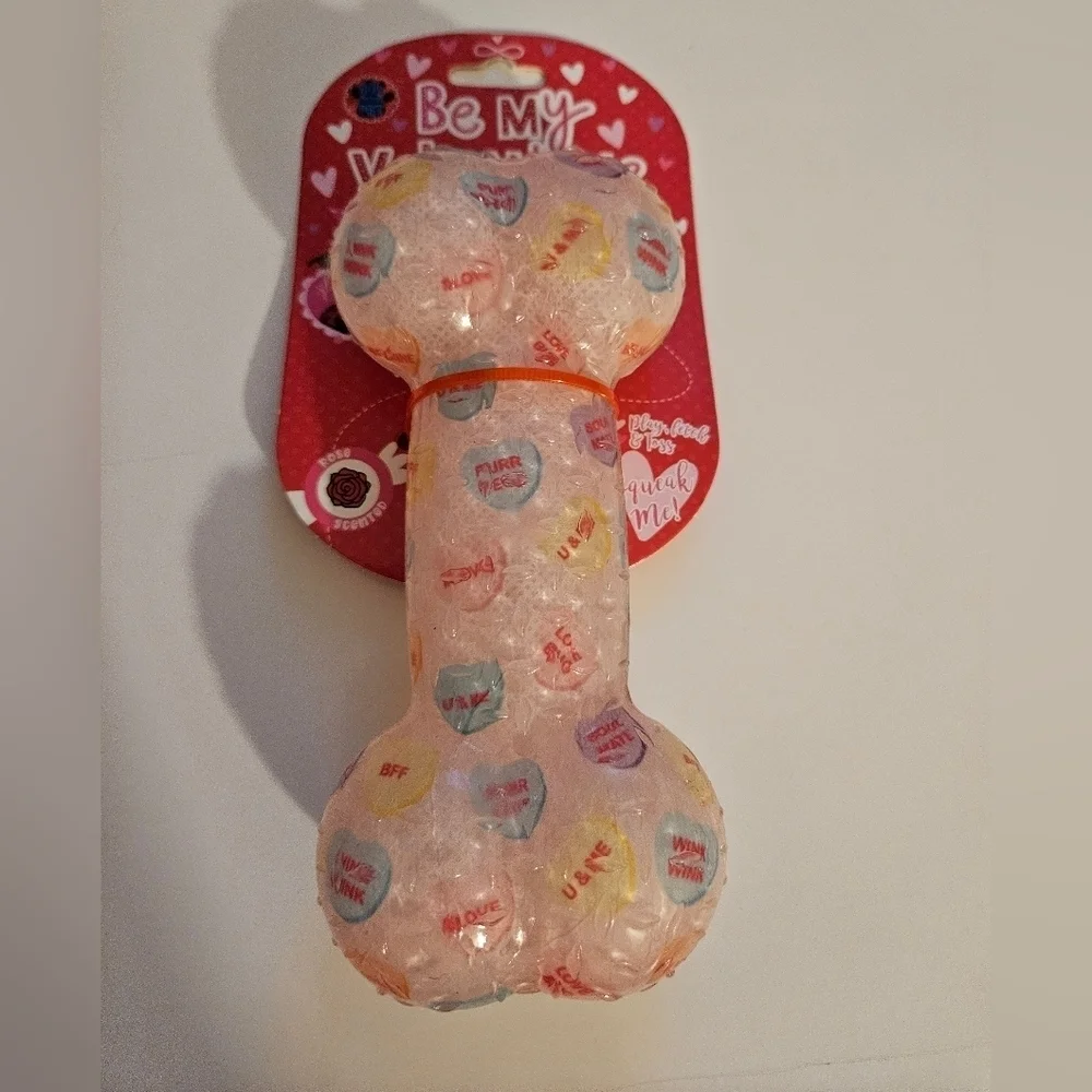 European Home Designs Squeaky Bone Dog Toy Rose Scented